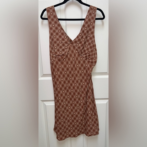 🤎 NWT! Brown Hatch Floral Summer Dress - Picture 1 of 4